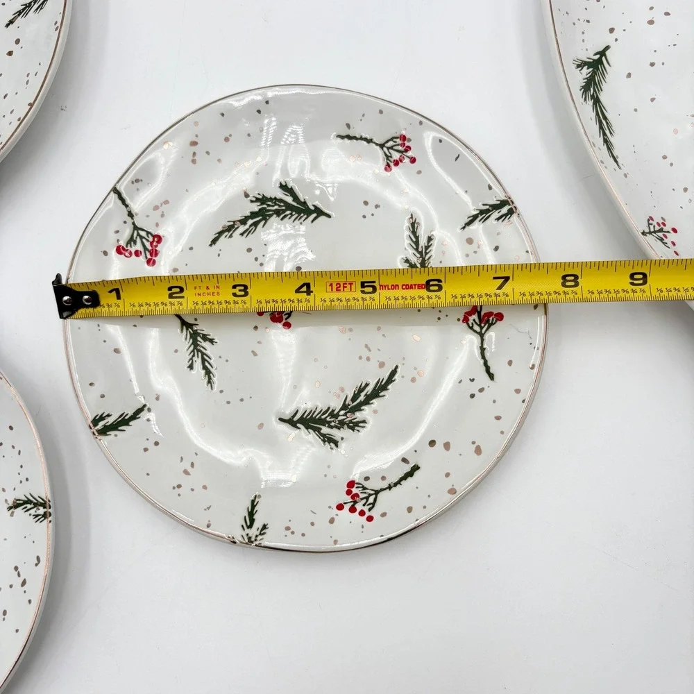 Potters Studio Holiday Plates & Platter Set Christmas Evergreen & Holly Berries